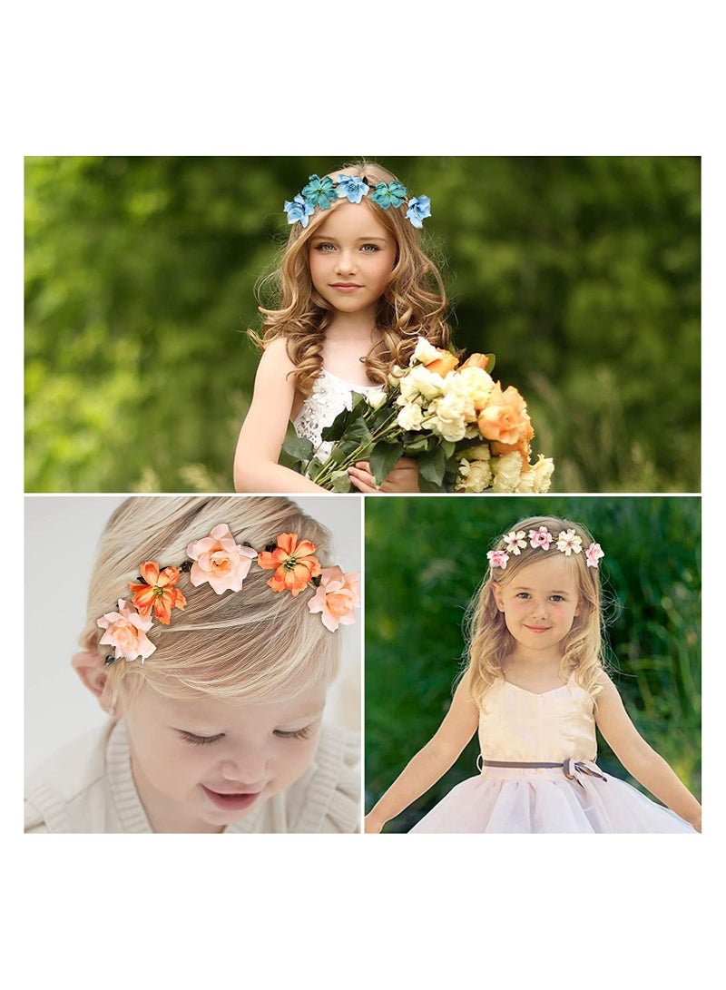 Loquat 5PCS Flower Crown Headbands for Women Girls, Multicolour Hair Wreath Floral Headpieces Festival Accessories Wedding Party Festival, Small Gesang Rose Headband - Image 4