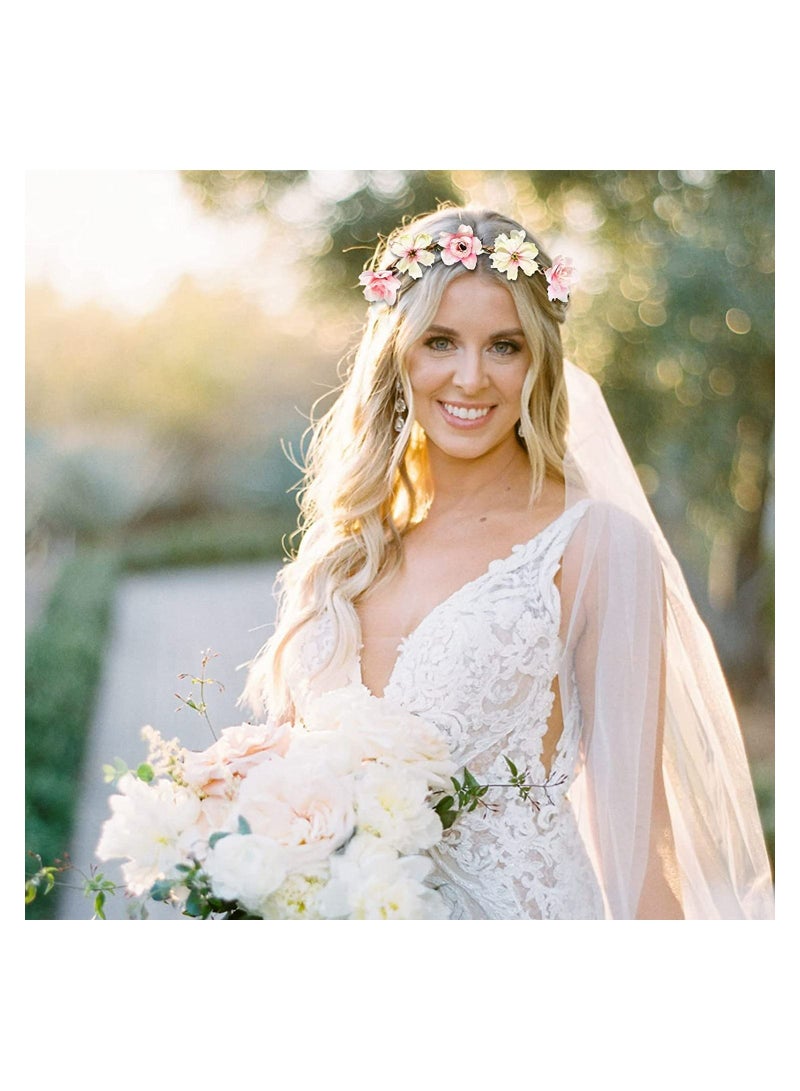 Loquat 5PCS Flower Crown Headbands for Women Girls, Multicolour Hair Wreath Floral Headpieces Festival Accessories Wedding Party Festival, Small Gesang Rose Headband - Image 5