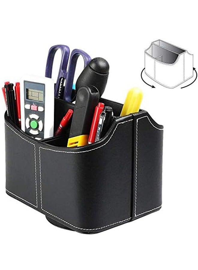 Relex PU Leather 360°Rotatable Remote Control Holder, Nightstand TV Remote Holder, Office Supplies Desktop Organizer, Spinning Storage Box for Pen, Mail, Phone, DVD, Blu-Ray, Media Player, Heater Controllers - Image 4