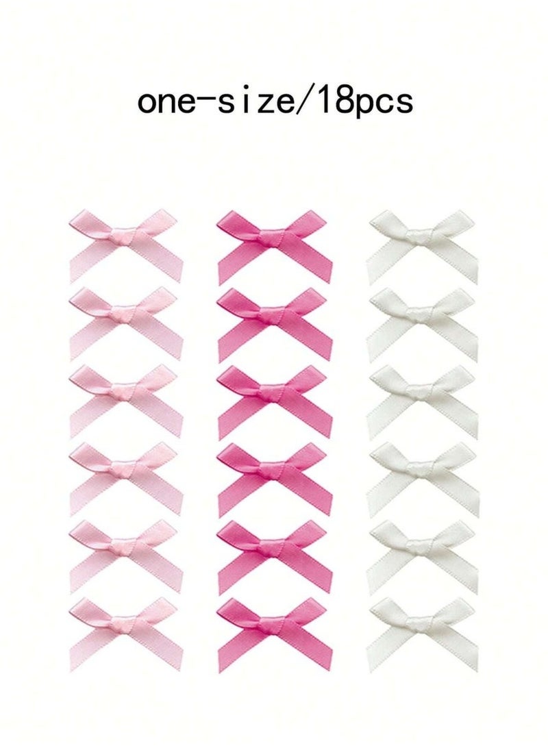 18-Piece Mini Bow Hair Clips, Sweet Non-Slip Bow Hair Accessories for Women and Girls (White+Rose Red+Pink) - Image 2