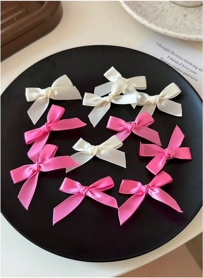 18-Piece Mini Bow Hair Clips, Sweet Non-Slip Bow Hair Accessories for Women and Girls (White+Rose Red+Pink) - Image 4