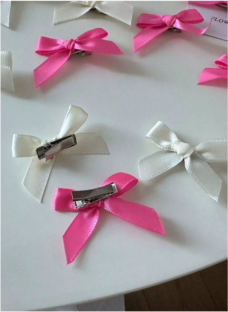 18-Piece Mini Bow Hair Clips, Sweet Non-Slip Bow Hair Accessories for Women and Girls (White+Rose Red+Pink) - Image 5