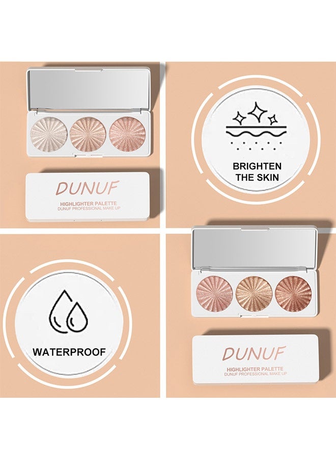 DUNUF Highlighter Plaette,Highlight Makeup Contour Powder, Pink Pearl Golden Champagne Bronze Rose Highlighter Palette, Glitter Face Illuminator Highlighter, Illuminator Make Up #02 - Image 5