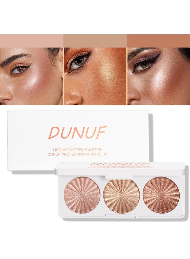 DUNUF Highlighter Plaette,Highlight Makeup Contour Powder, Pink Pearl Golden Champagne Bronze Rose Highlighter Palette, Glitter Face Illuminator Highlighter, Illuminator Make Up #02 - Image 1