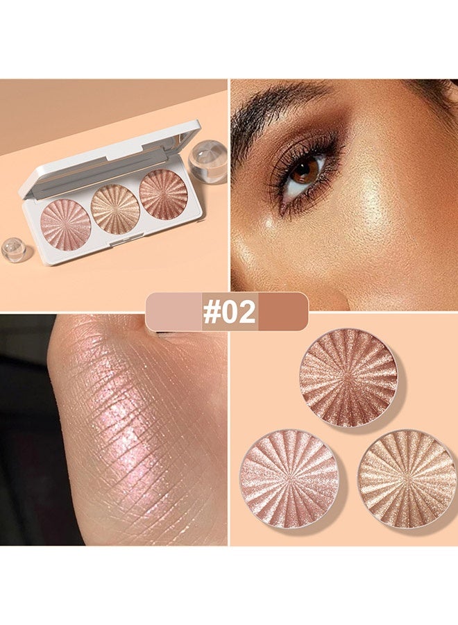 DUNUF Highlighter Plaette,Highlight Makeup Contour Powder, Pink Pearl Golden Champagne Bronze Rose Highlighter Palette, Glitter Face Illuminator Highlighter, Illuminator Make Up #02 - Image 2