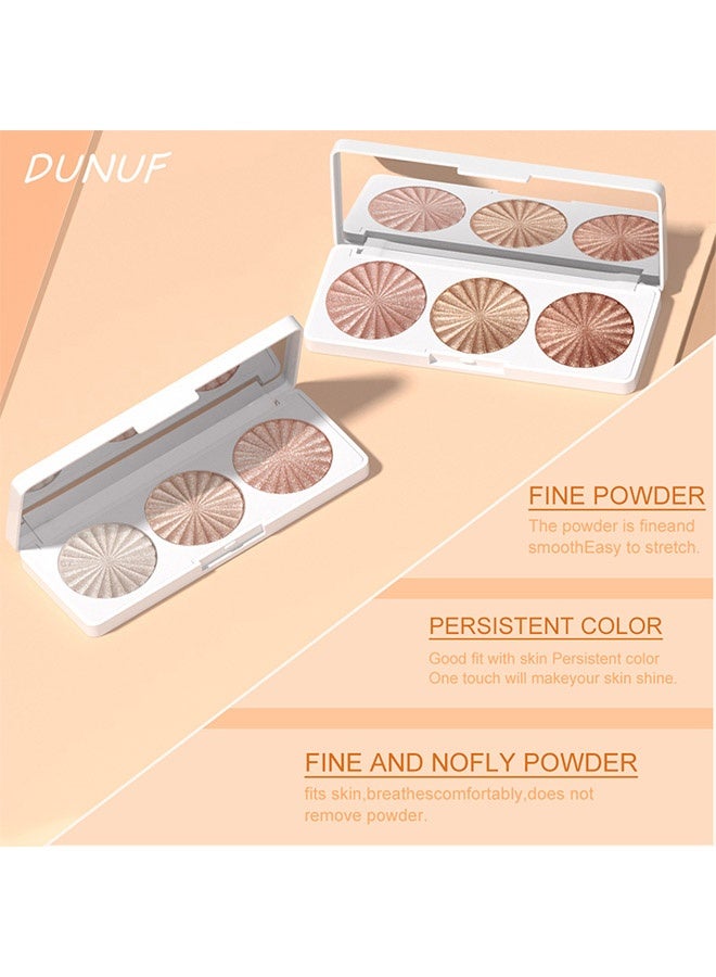 DUNUF Highlighter Plaette,Highlight Makeup Contour Powder, Pink Pearl Golden Champagne Bronze Rose Highlighter Palette, Glitter Face Illuminator Highlighter, Illuminator Make Up #02 - Image 4