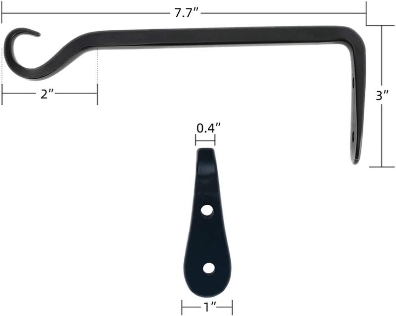WORTH Garden 6-Pack 7" Plant Hanger Bracket - Forged Wrought Iron Powder-Coated Heavy Duty Wall Hook - Black Hanging Hooks - Durable and Stable for Bird Feeders, Planters Indoor & Outdoor - Image 2