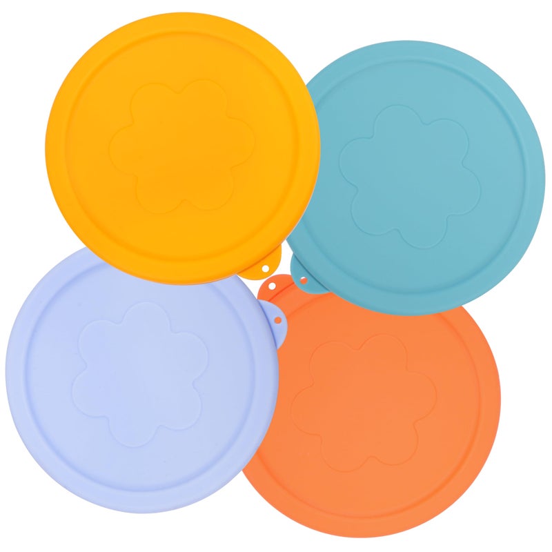 VIOTIIN 4 Cup Round Silicone Replacement Lids for Pyrex 7201-PC Glass Bowls, 4 Pack Storage Cover, Microwave & Dishwasher & Freezer Safe (Container not Included) - Image 1