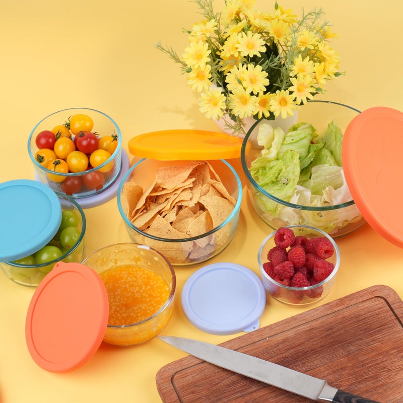 VIOTIIN 4 Cup Round Silicone Replacement Lids for Pyrex 7201-PC Glass Bowls, 4 Pack Storage Cover, Microwave & Dishwasher & Freezer Safe (Container not Included) - Image 5