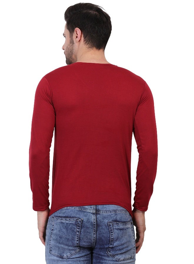 FIVESTYLE Maroon V-Neck T-Shirt for Men - Image 2