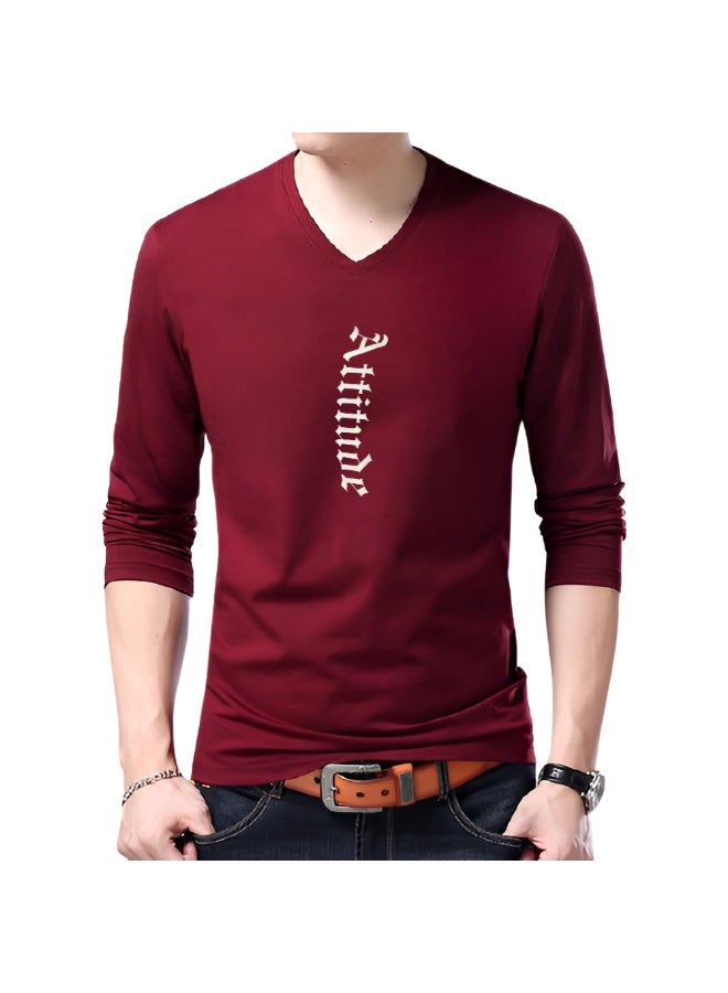 FIVESTYLE Maroon V-Neck T-Shirt for Men - Image 1
