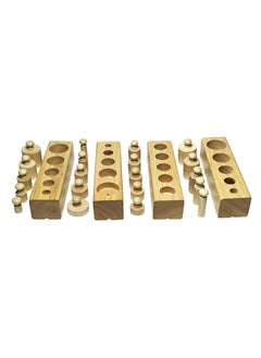 NIBEMINENT Montessori Wooden Cylinder Socket Family Pack Early Learning Education Toy 16x16x3.5cm  - Image 1