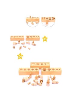 NIBEMINENT Montessori Wooden Cylinder Socket Family Pack Early Learning Education Toy 16x16x3.5cm  - Image 5