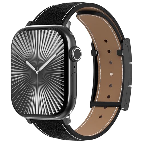 CHANCHY Leather Magnetic Watch Band Compatible with Apple Watch Bands 40mm 38mm 41mm 42mm 44mm 45mm 46mm, Top Grain Leather Dressy Band for Women Men iWatch Ultra SE3 Series 11/10/9/8/7/6/5/4/3/2/1 - Image 2