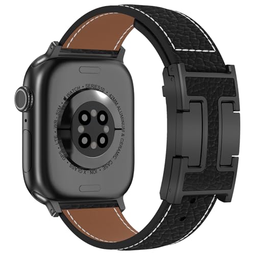 CHANCHY Leather Magnetic Watch Band Compatible with Apple Watch Bands 40mm 38mm 41mm 42mm 44mm 45mm 46mm, Top Grain Leather Dressy Band for Women Men iWatch Ultra SE3 Series 11/10/9/8/7/6/5/4/3/2/1 - Image 1