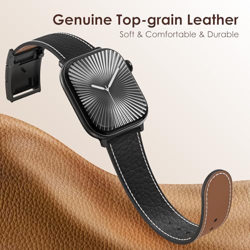 CHANCHY Leather Magnetic Watch Band Compatible with Apple Watch Bands 40mm 38mm 41mm 42mm 44mm 45mm 46mm, Top Grain Leather Dressy Band for Women Men iWatch Ultra SE3 Series 11/10/9/8/7/6/5/4/3/2/1 - Image 4