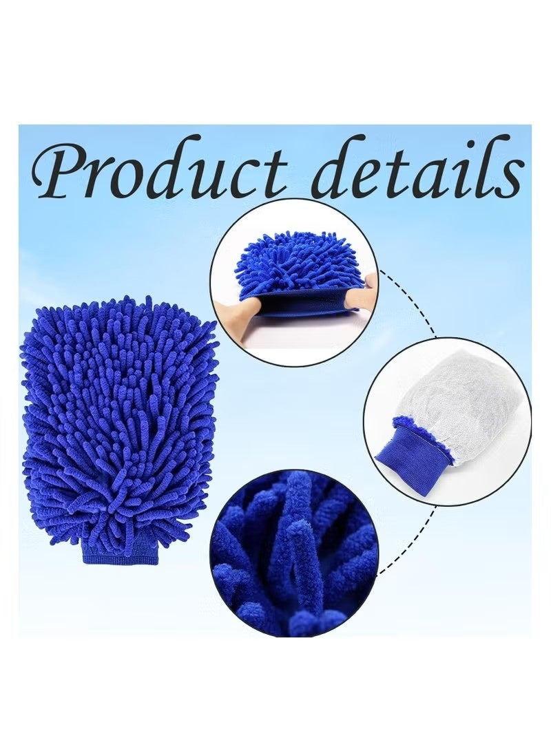 2 PCS Double Sided Microfiber Car Wash Mitt Car Washing Gloves Waterproof Car Wash Rag Sponge Kit - Image 2