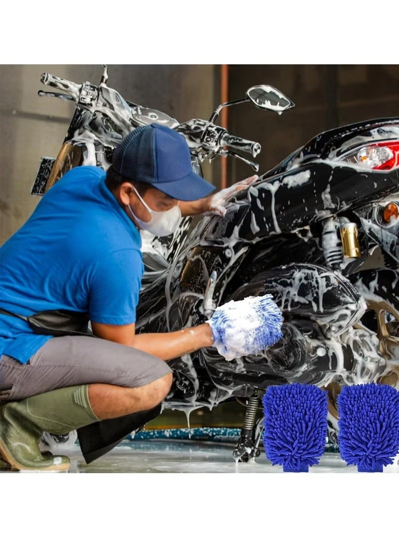 2 PCS Double Sided Microfiber Car Wash Mitt Car Washing Gloves Waterproof Car Wash Rag Sponge Kit - Image 4