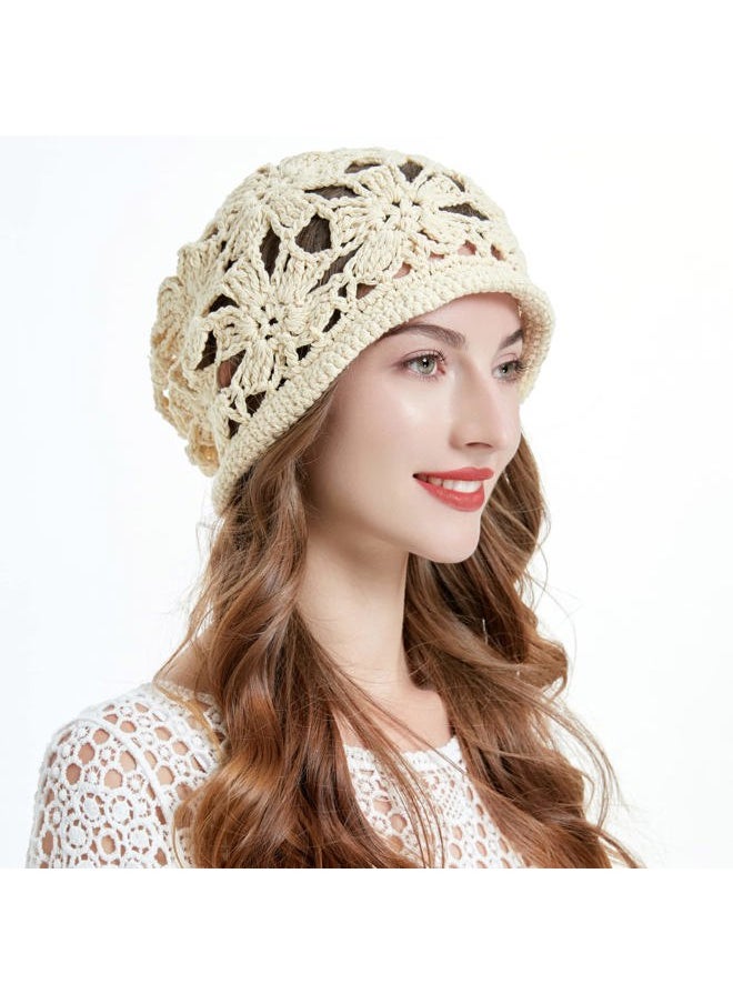 ZLYC Women's Beanie, Crochet Beige, one Size fits Most  - Image 3