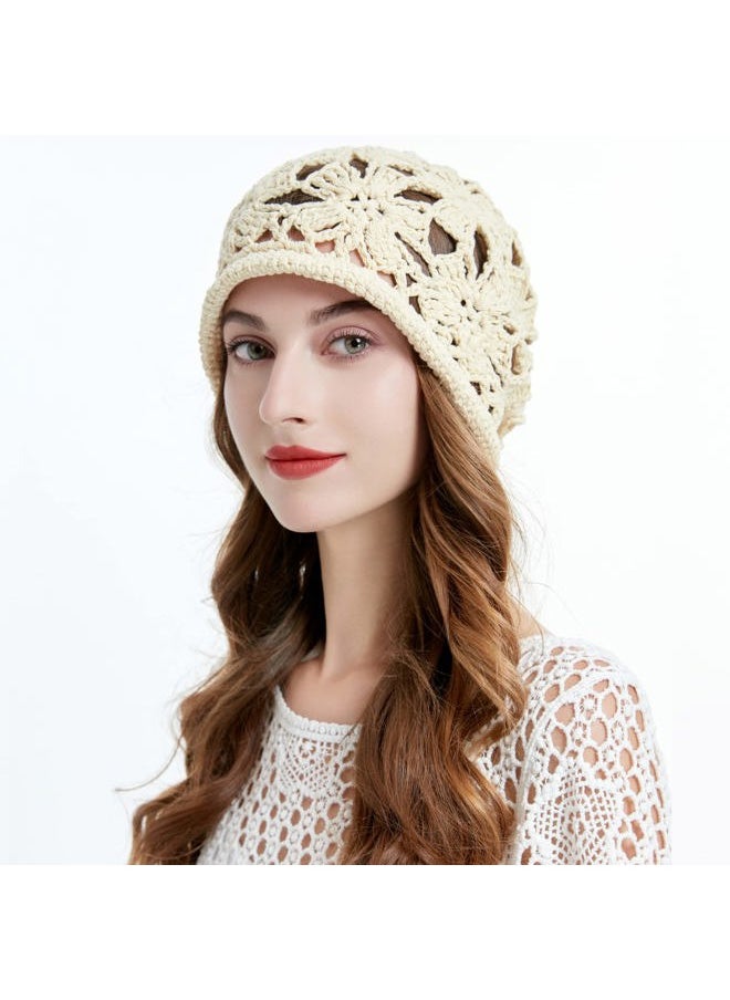 ZLYC Women's Beanie, Crochet Beige, one Size fits Most  - Image 2