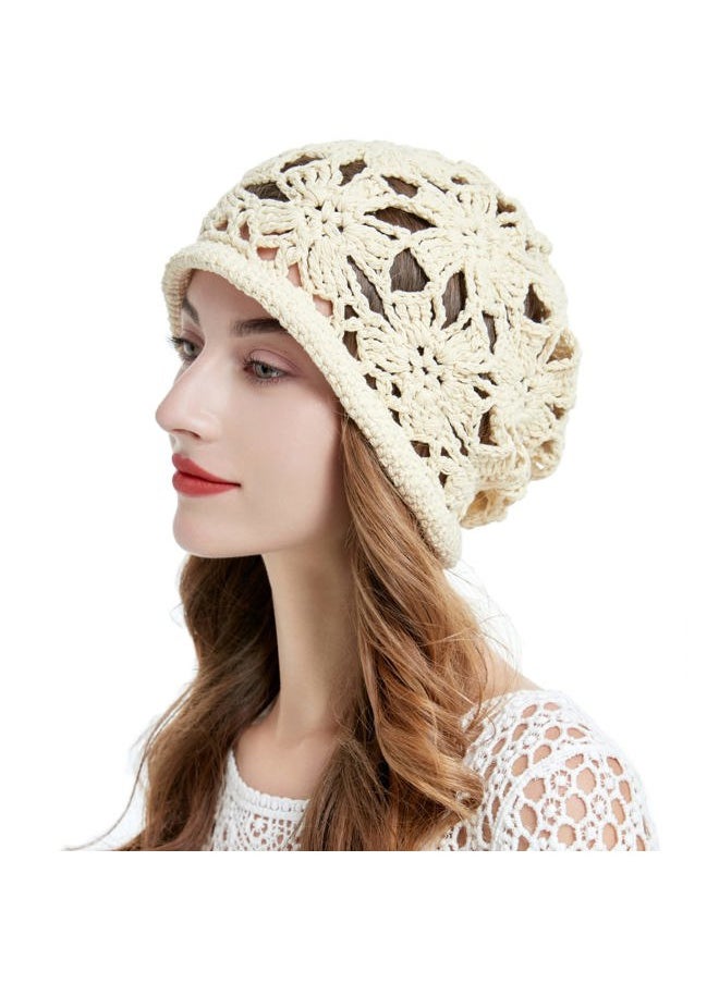ZLYC Women's Beanie, Crochet Beige, one Size fits Most  - Image 1