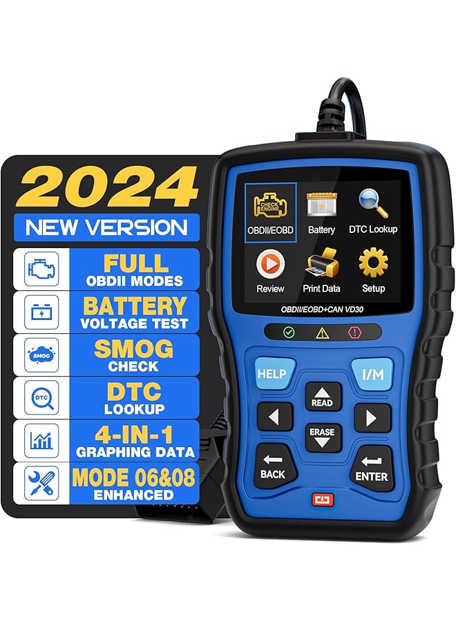 KASTWAVE Obd2 Scanner Diagnostic Tool, Car Code Reader, Universal Check Engine Light Code Reader, Vehicle Fault Code Reader, For All Obdii Vehicles, Turn Off Cel, Read/Clear Codes, Live Data, Voltage Test - Image 1