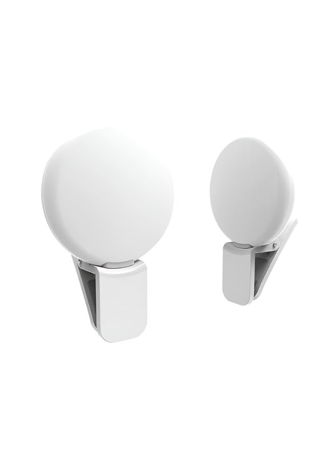 إضاءة سيلفي Mini Q بتصميم صغير وخفيف مع ثلاث درجات سطوع وبطارية مدمجة قابلة للشحن – ابيض - Image 1