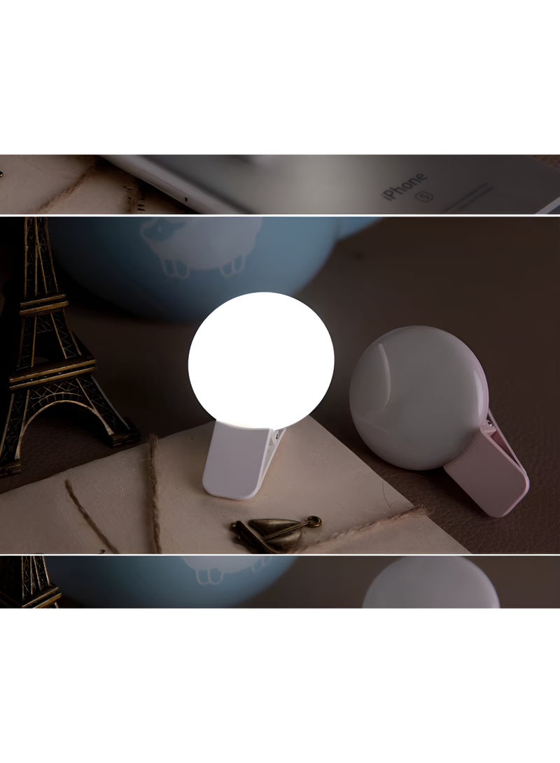 إضاءة سيلفي Mini Q بتصميم صغير وخفيف مع ثلاث درجات سطوع وبطارية مدمجة قابلة للشحن – ابيض - Image 3