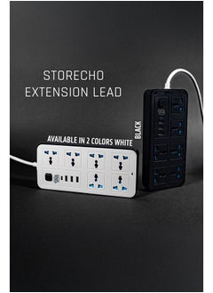 Storecho STORECHO Universal Extension Lead with 6 Gang UK Plug, 3 USB Ports, 1 Type-C Port, 1.8M Mains Strip for Home, Kitchen, Office - Power Strip with Surge & Overload Protection  - Image 2
