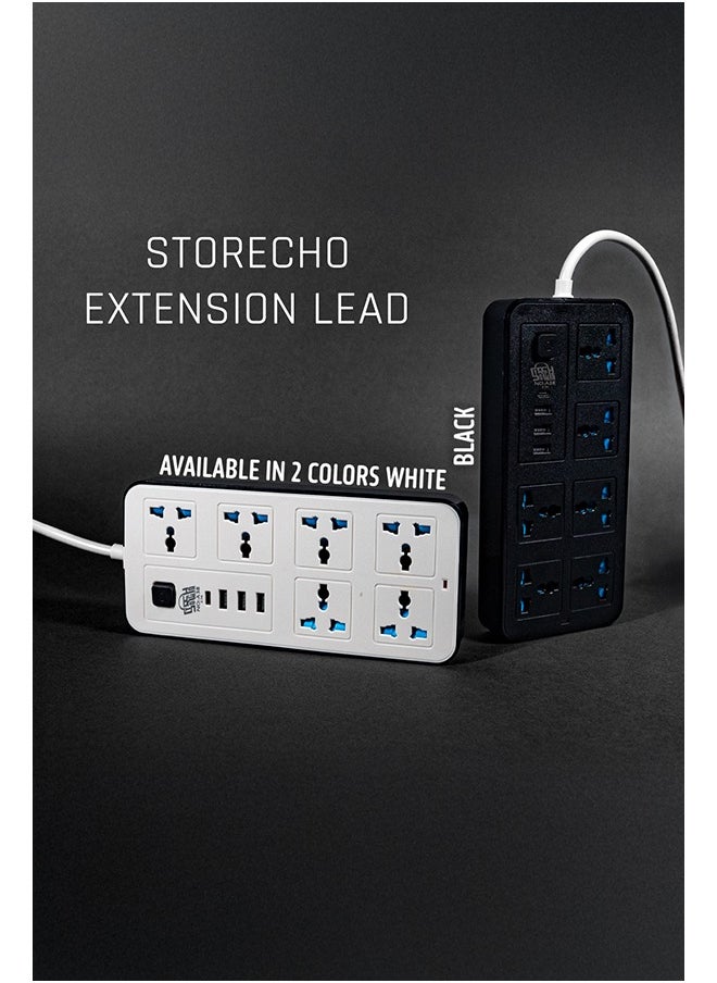 Storecho STORECHO Universal Extension Lead with 6 Gang UK Plug, 3 USB Ports, 1 Type-C Port, 1.8M Mains Strip for Home, Kitchen, Office - Power Strip with Surge & Overload Protection  - Image 2