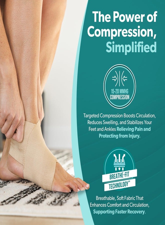 BraceAbility Elastic Ankle Support Brace - Lightweight Slip on Foot and Ankle Compression Sleeve for Gymnastics, Dance, Sports, Running, Exercise, and Sprained Ankle Swelling for Women and Men (Beige, Small) - Image 4