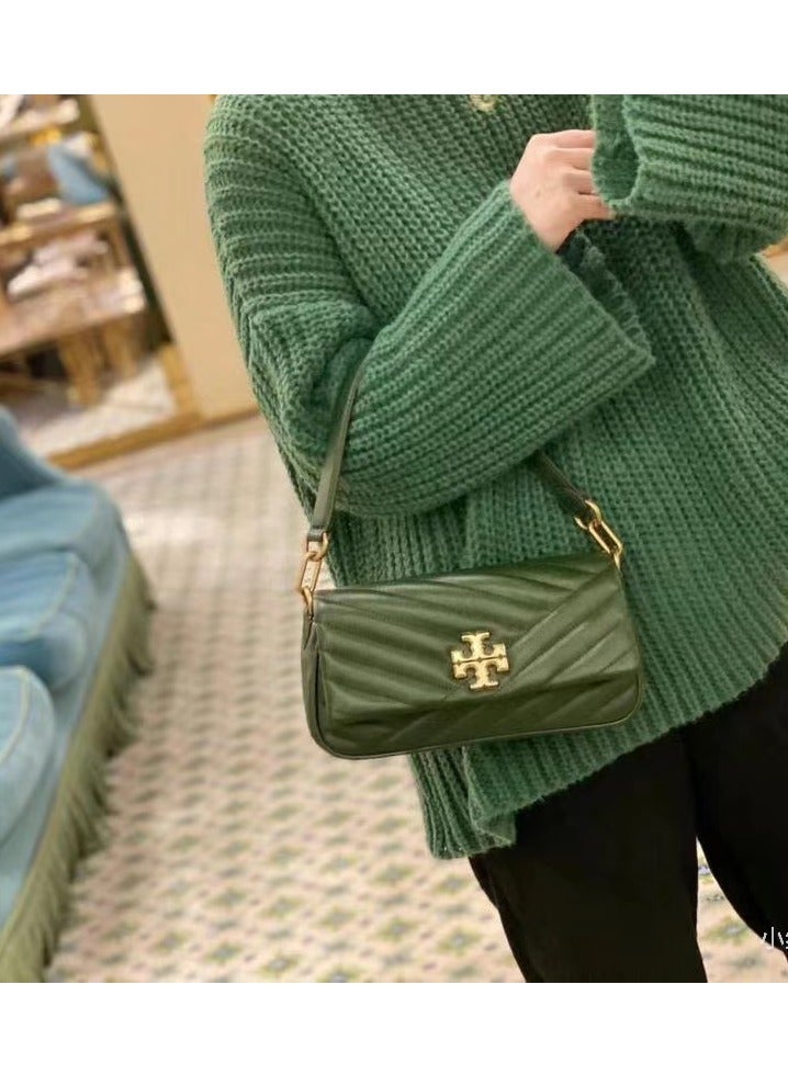 Tory Burch Baguette Camera bag embroidered rhombus underarm bag portable crossbody fashion shoulder bag women versatile 24*6*12CM - Image 2