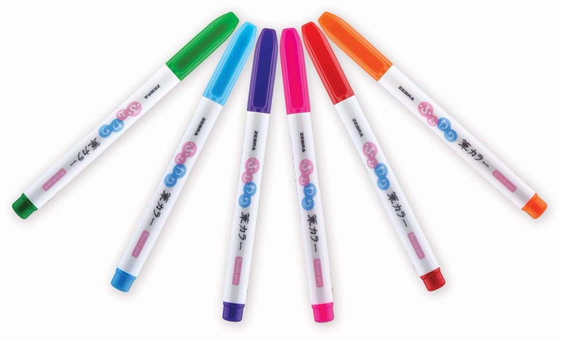 ZEBRA PEN Brush, Point, Assorted Colors, 6-Count ZEBRA FUNWARI PEN ST 6/PKG, 6-Pack - Image 4