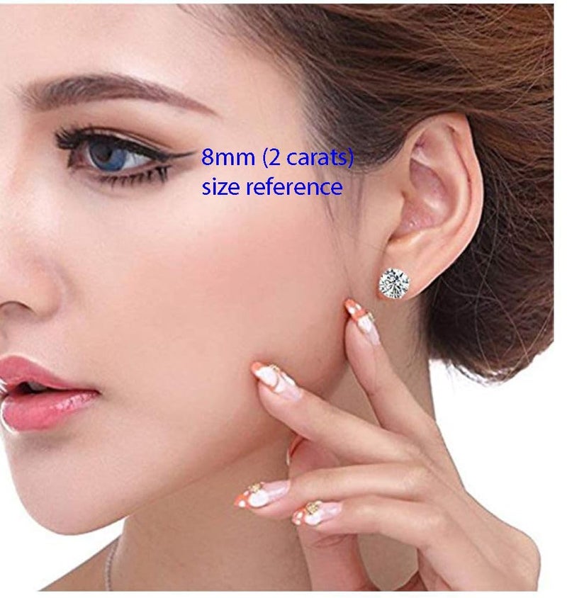 Forever Love 1 Pair Adabele Real 925 Sterling Silver Hypoallergenic May Birthstone Round Cut Stud Earrings 8mm CZ Green Emerald Stone Solitaire Studs Anniversary Birthday Gift SSE64 - Image 5