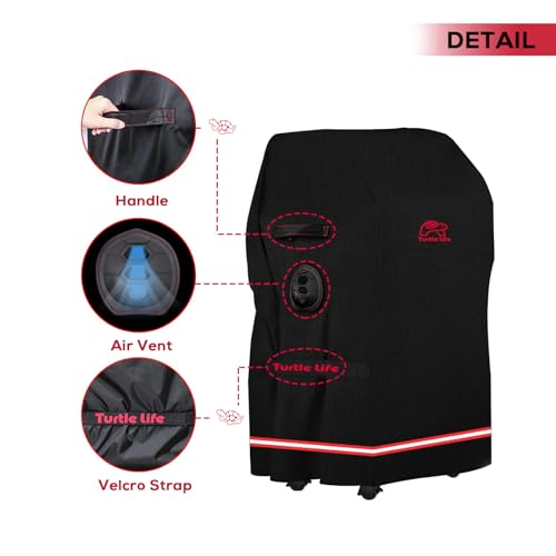 Turtle Life BBQ Grill Cover, 32 Inch Heavy Duty Waterproof 2 Burner Barbecue Gas Grill Covers for Weber Spirit Char-Broil Performance, Black - Image 4