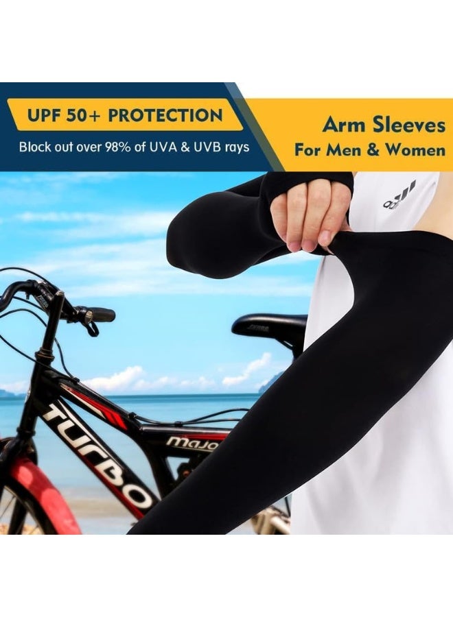 Generic [ 2 Pairs ] UV Protection Cooling Arm Sleeves, T Tersely UPF 50 Arm Warmers for Men Women Youth Arm Support for Cycling Baseball Basketball Driving,Arm Compression Sleeves,One Size Fit Most  - Image 4