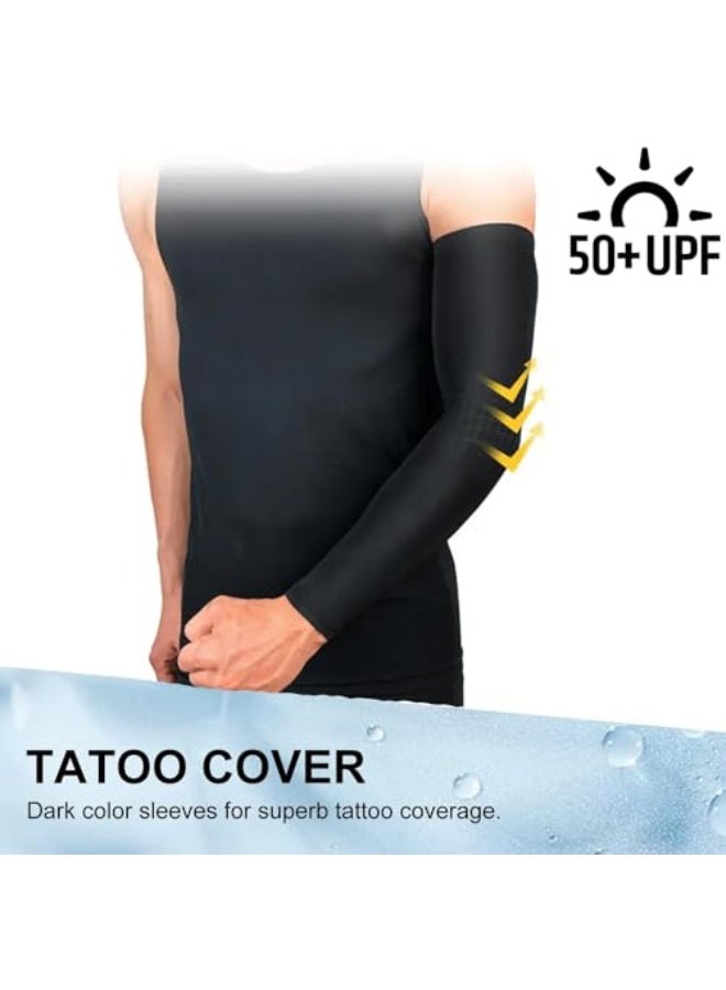Generic [ 2 Pairs ] UV Protection Cooling Arm Sleeves, T Tersely UPF 50 Arm Warmers for Men Women Youth Arm Support for Cycling Baseball Basketball Driving,Arm Compression Sleeves,One Size Fit Most  - Image 2