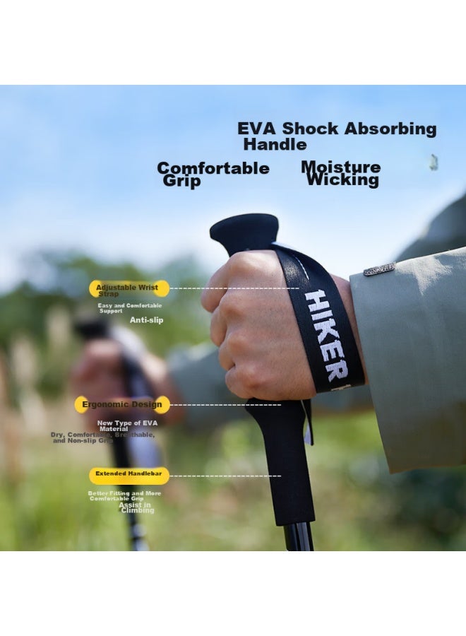 PELLIOT Pelliot Hiker Outdoor Carbon Trekking Pole, Telescopic Cane, Portable Walking Stick, Hiking Pole, 16303651, Black - Image 3