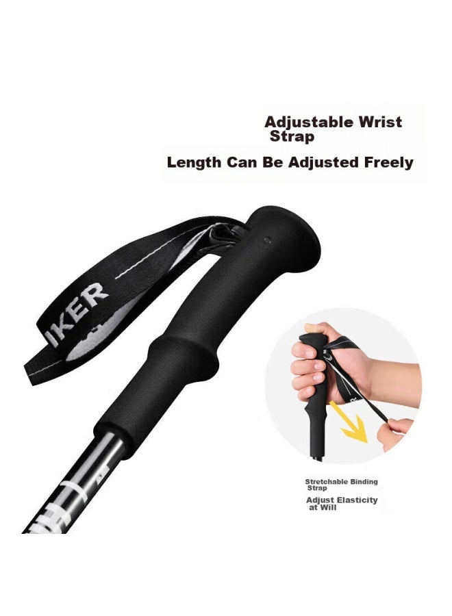 PELLIOT Pelliot Hiker Outdoor Carbon Trekking Pole, Telescopic Cane, Portable Walking Stick, Hiking Pole, 16303651, Black - Image 5