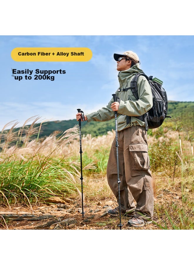 PELLIOT Pelliot Hiker Outdoor Carbon Trekking Pole, Telescopic Cane, Portable Walking Stick, Hiking Pole, 16303651, Black - Image 2