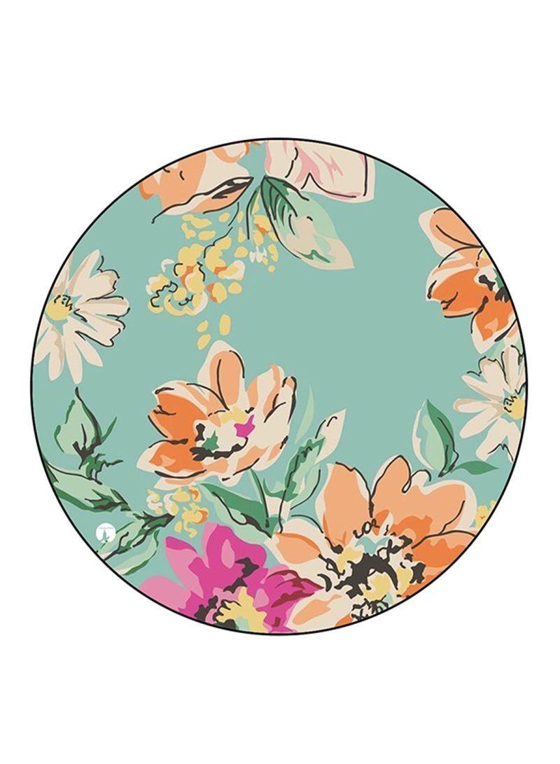 RKN Flowers Printed Mouse Pad  Round  Multicolour