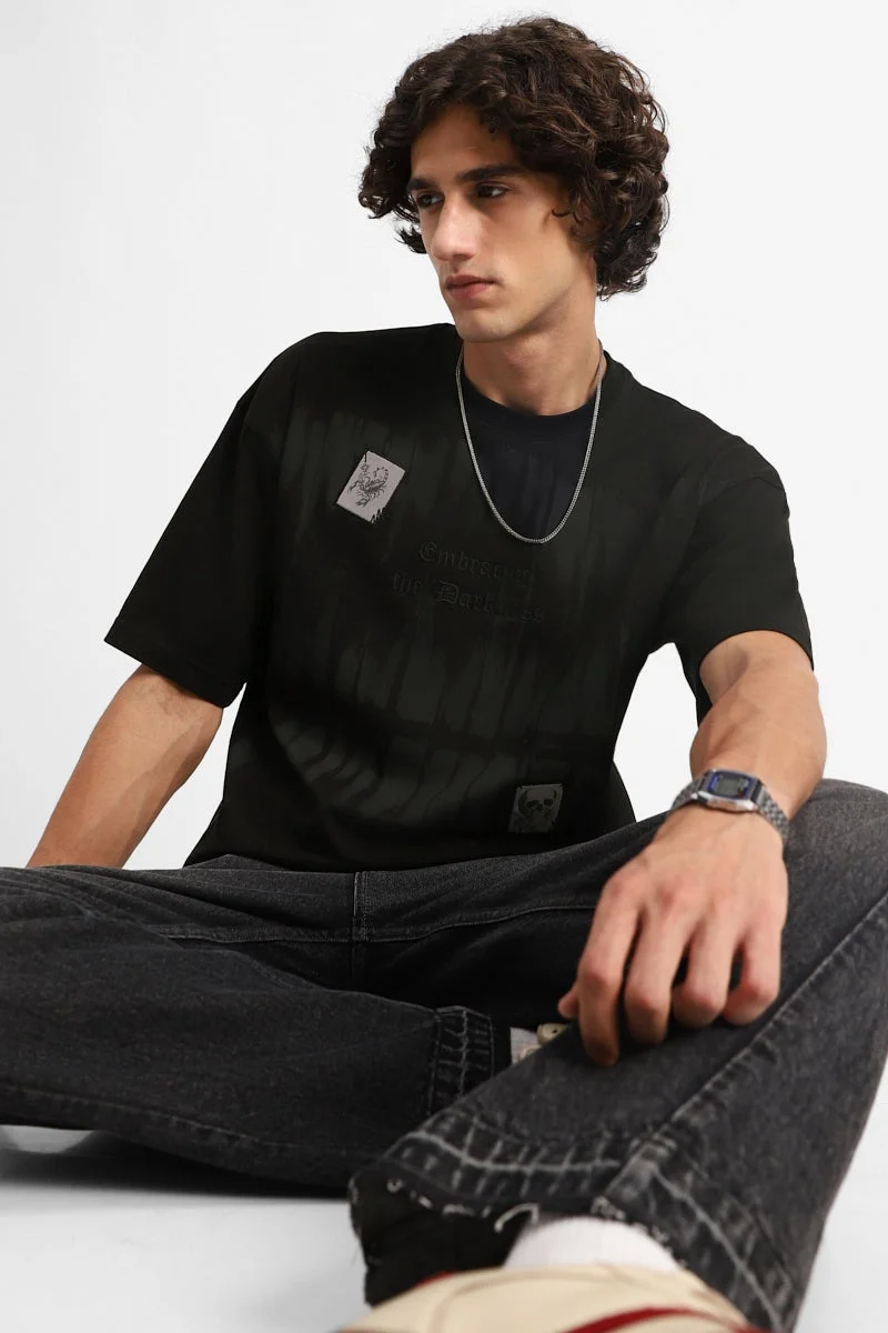 SNITCH Box Fit Embroidered Halloween Graphic T-Shirt