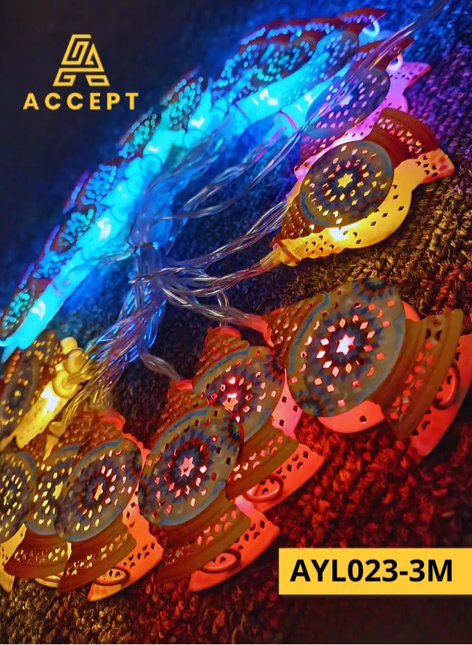 Ramadan decoration, multi-color, 3 meters long, works on 1.5V battery