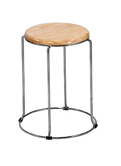 GOKOO GoKoo Set of 5 Metal Frame Wooden Stool for Home|Kitchen|Cafeteria Stool|Office (Brown)  - Image 3