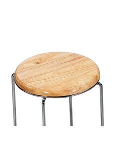GOKOO GoKoo Set of 5 Metal Frame Wooden Stool for Home|Kitchen|Cafeteria Stool|Office (Brown)  - Image 4