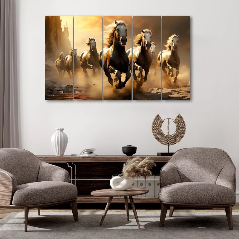 ARS مجموعة فنون الحائط 7 خيول جارية من كاسل ديكور - Image 1