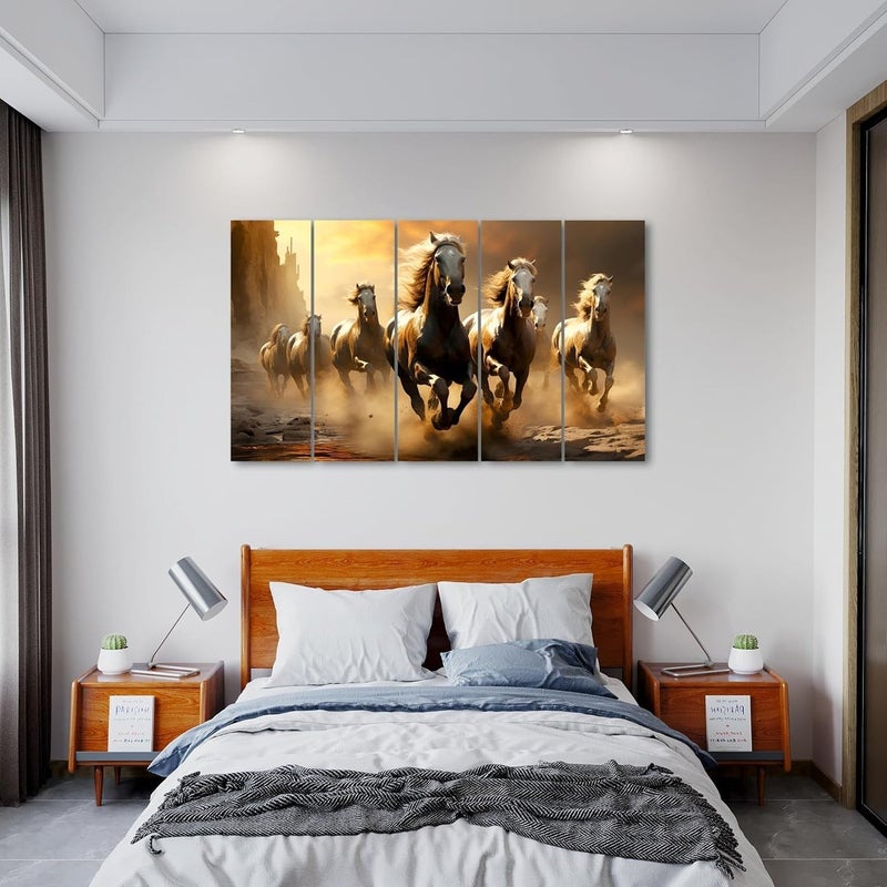 ARS مجموعة فنون الحائط 7 خيول جارية من كاسل ديكور - Image 2