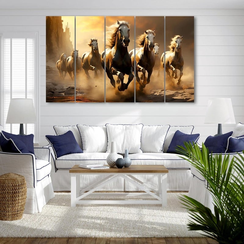 ARS مجموعة فنون الحائط 7 خيول جارية من كاسل ديكور - Image 3