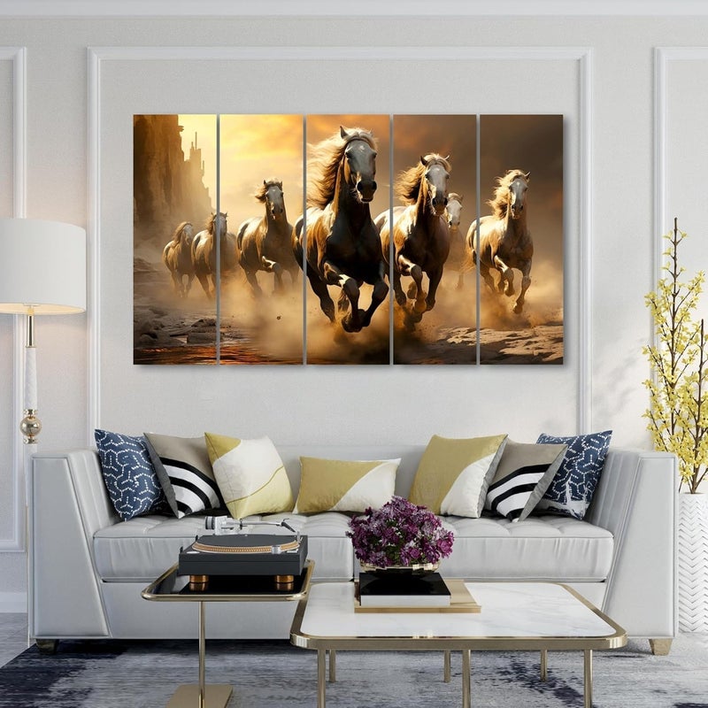 ARS مجموعة فنون الحائط 7 خيول جارية من كاسل ديكور - Image 5
