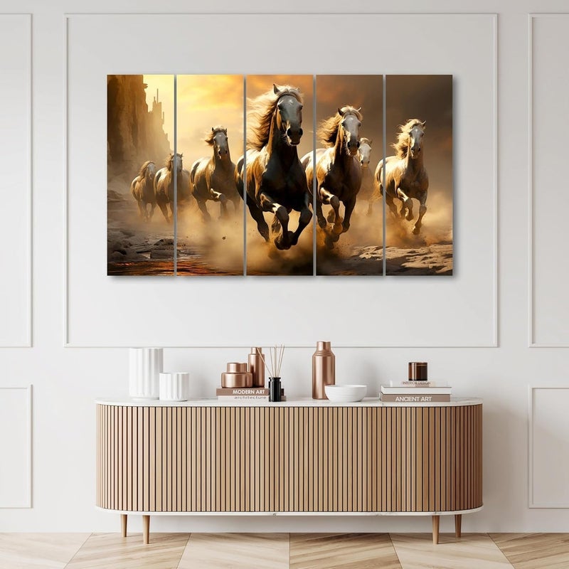 ARS مجموعة فنون الحائط 7 خيول جارية من كاسل ديكور - Image 4